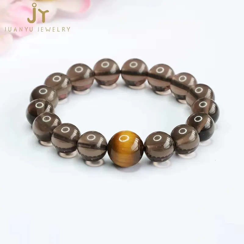 Bracelet quartz fumé et œil-de-tigre
